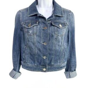 White House Black Market Dark Wash Denim Jacket Size 4